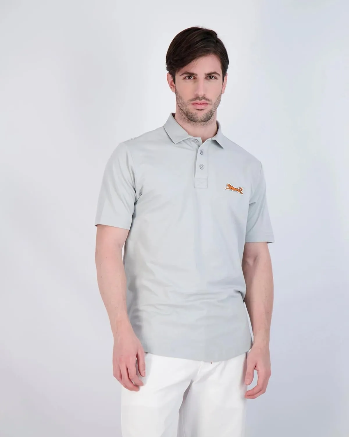 Le TIGRE Mens Classic Polo - Cotton, Polyester, and Elastane Blend Collared Short Sleeve Shirt with Button Closure