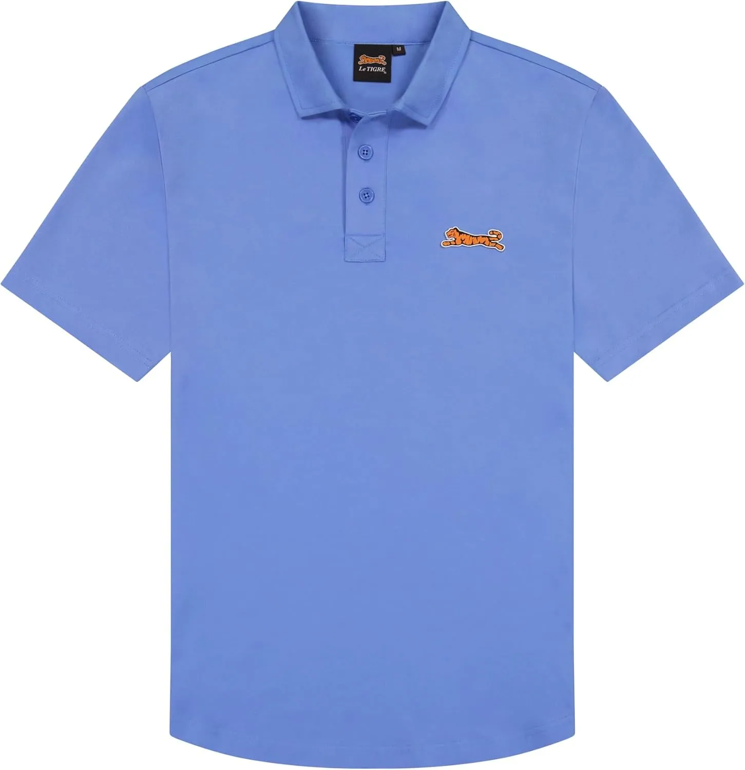 Le TIGRE Mens Classic Polo - Cotton, Polyester, and Elastane Blend Collared Short Sleeve Shirt with Button Closure
