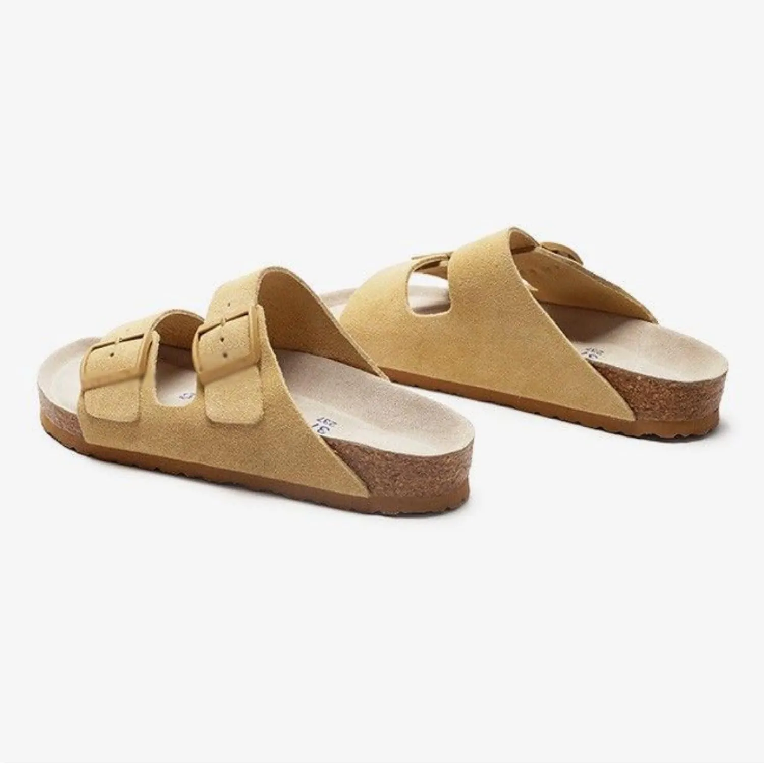 Leather Sandals for Women - Suede Buckle Summer Slides, Comfortable Beach Vacation Sandals, Flat Clogs & Slip on for Women