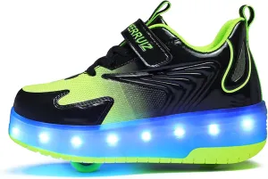 LED Light Up Roller Shoes 2 Wheeled Skate USB Chargable Sneaker Shoes for Kids Size 13 Little Kid