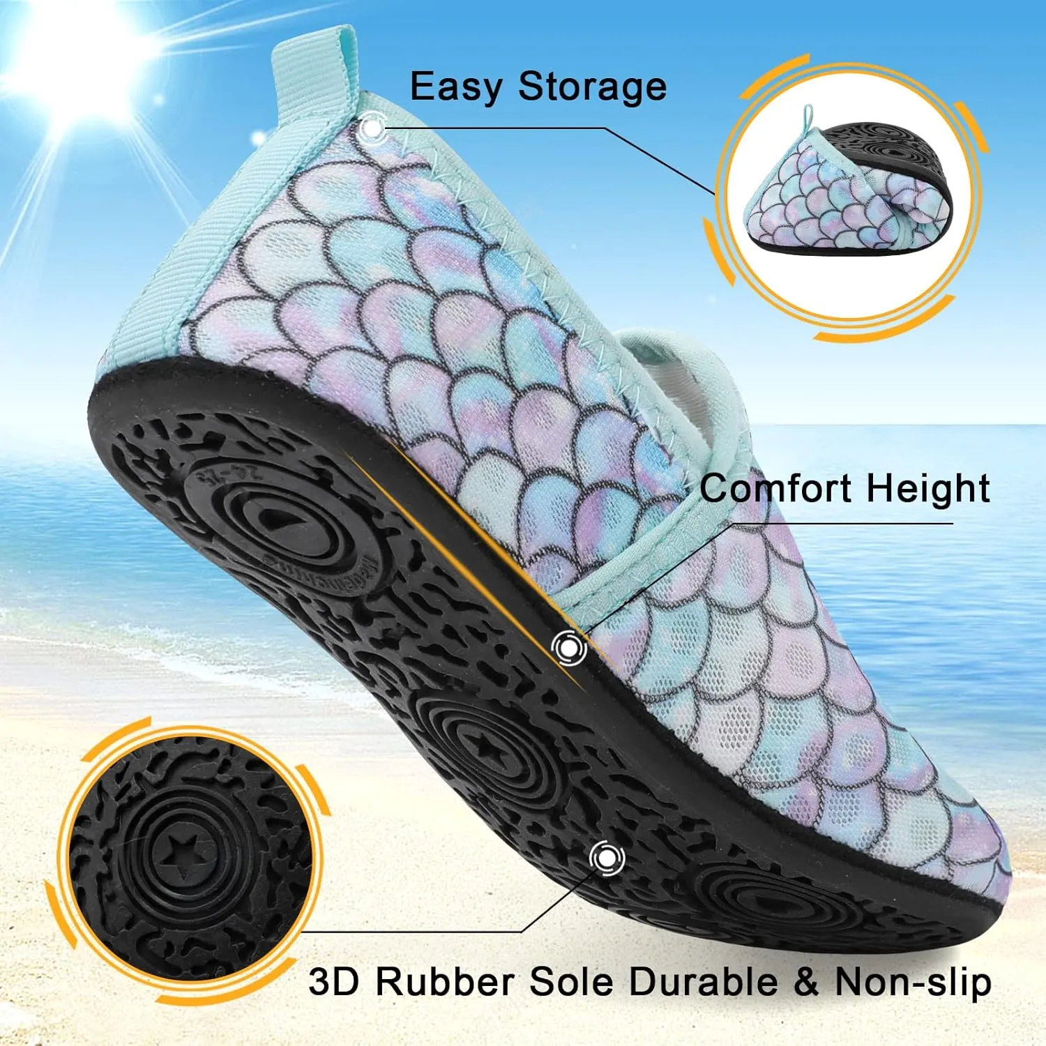 Lefflow Toddler Water Shoes Kids Quick Dry Beach Swim Socks Shoes Baby Non Slip House Slippers