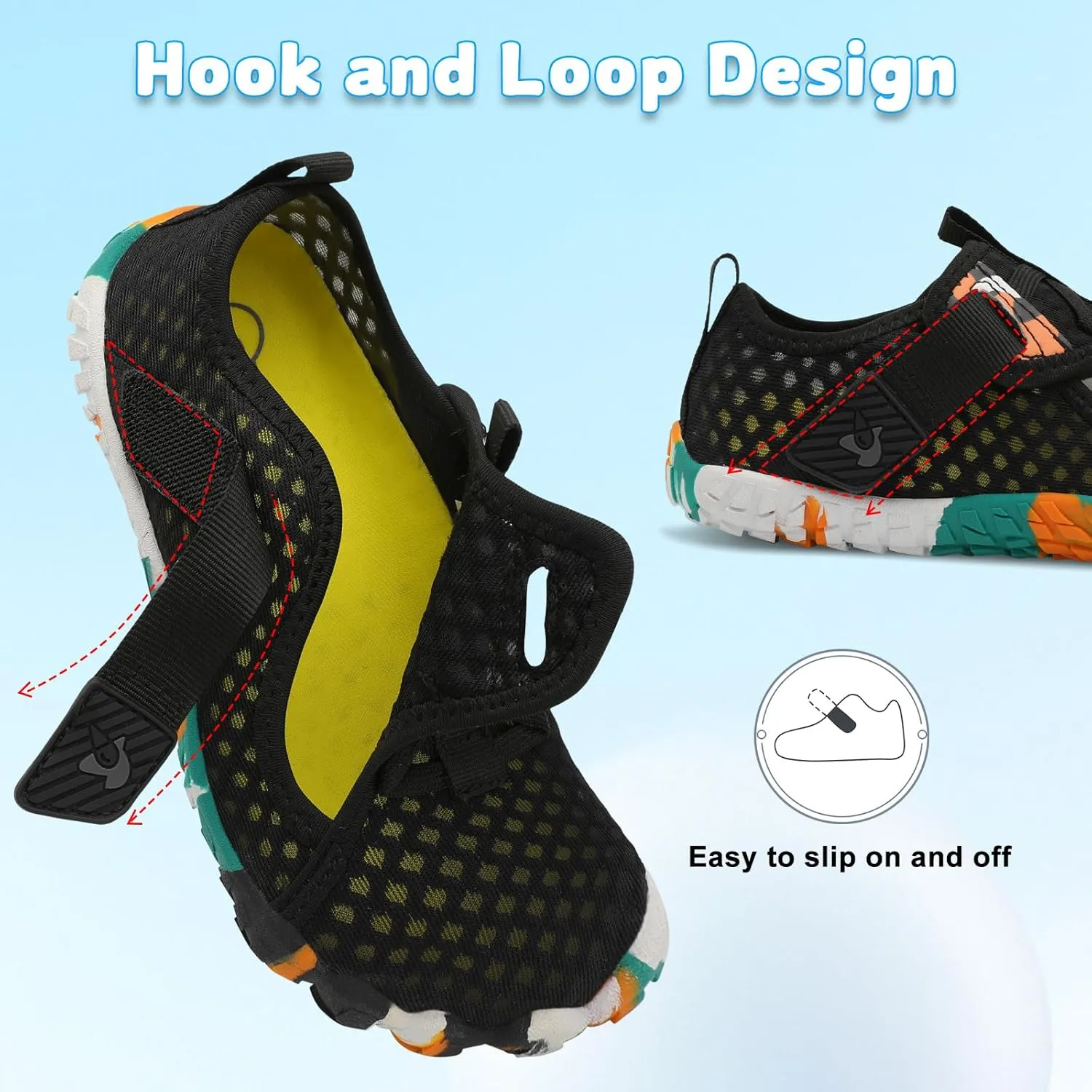 LeIsfIt Kids Water Shoes Boys Girls Swim Beach Shoes Toddler Barefoot Water Sport Shoes Quick-Dry Lightweight Aqua Socks Pool Sand Shoes