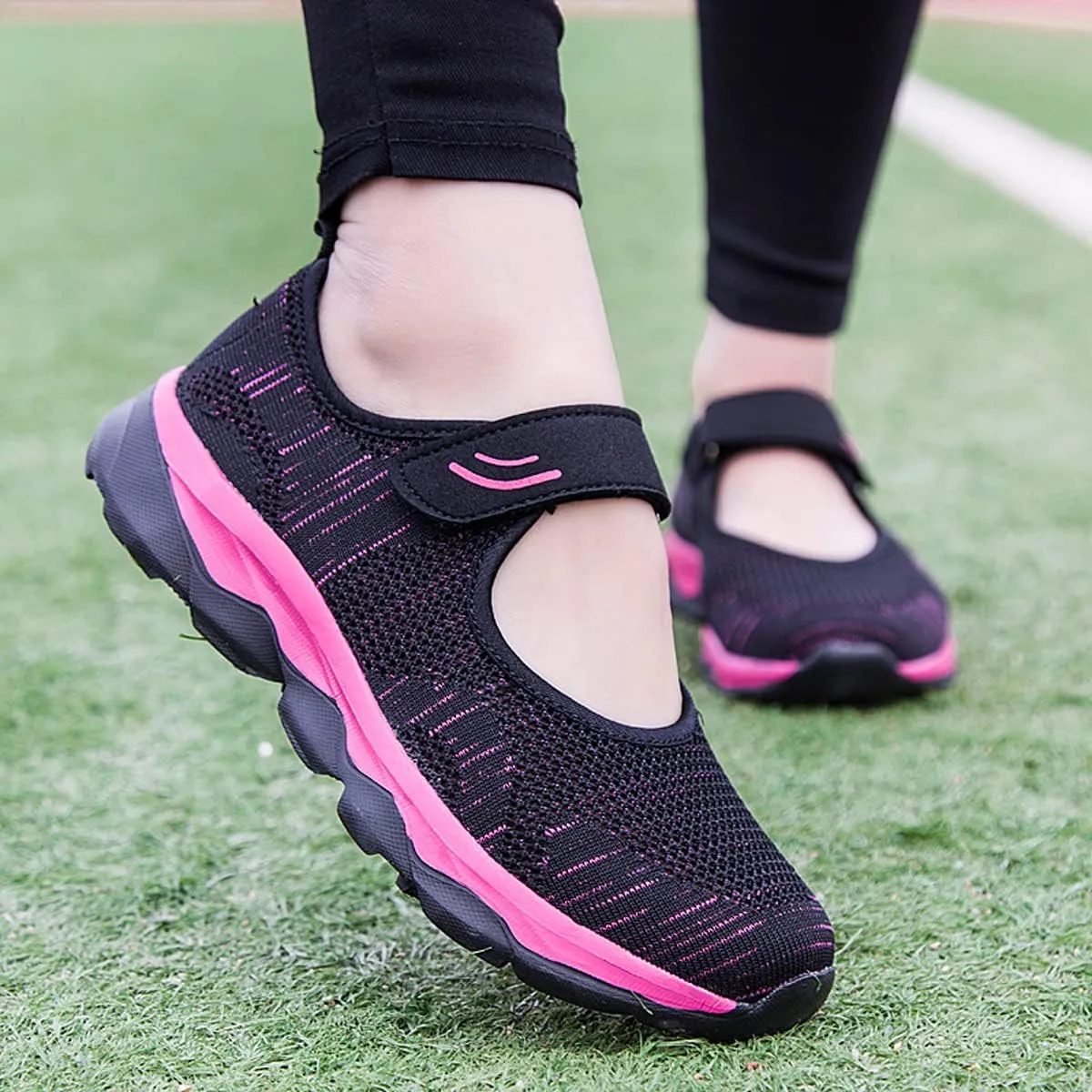 LIBINXIF Women's Walking Shoes Sock Sneakers Slip on Mesh Air Cushion Comfortable Wedge Easy Shoes Platform Loafers