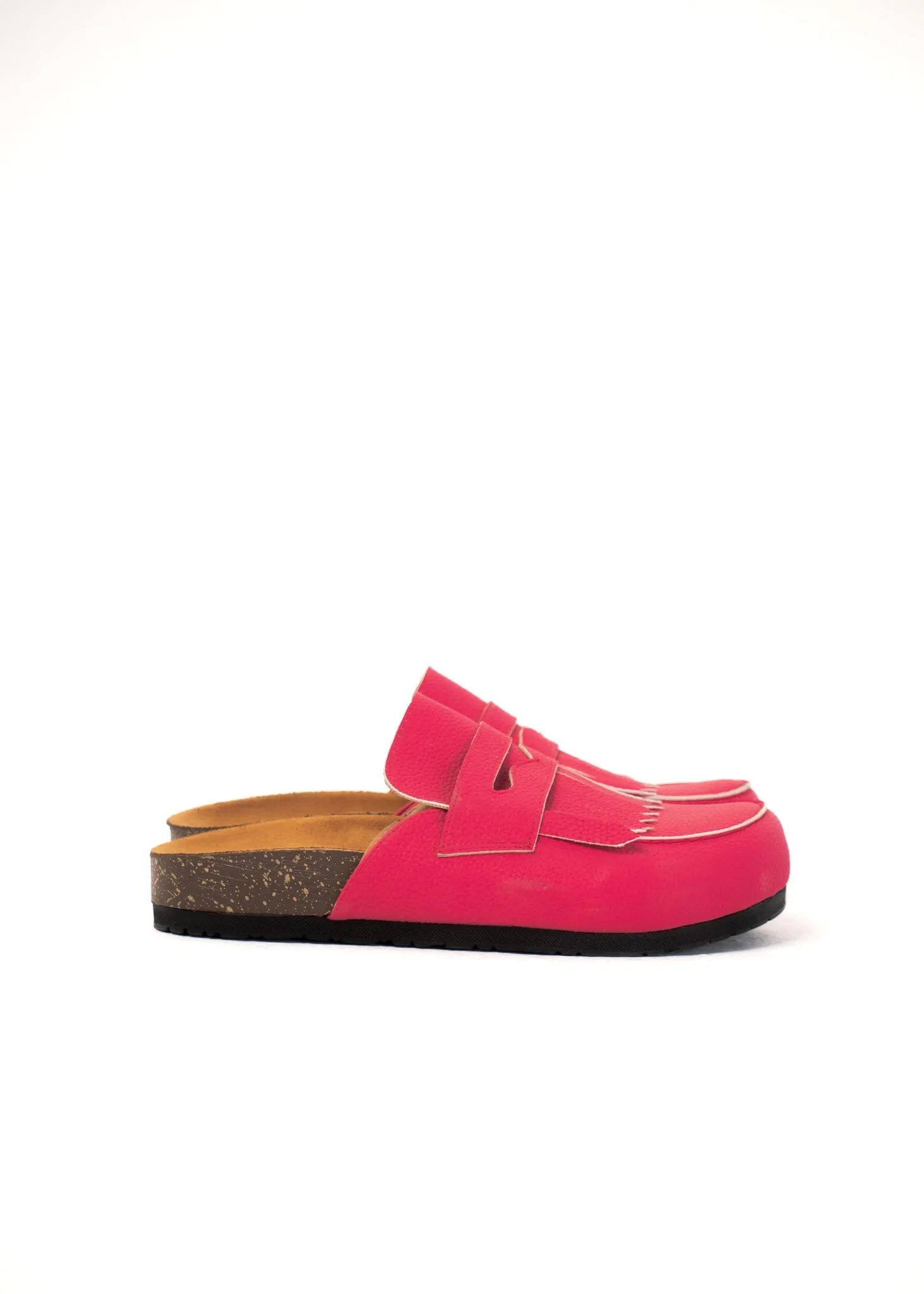 Loafer Clogs " Fringed " - Vibrant Fuchsia