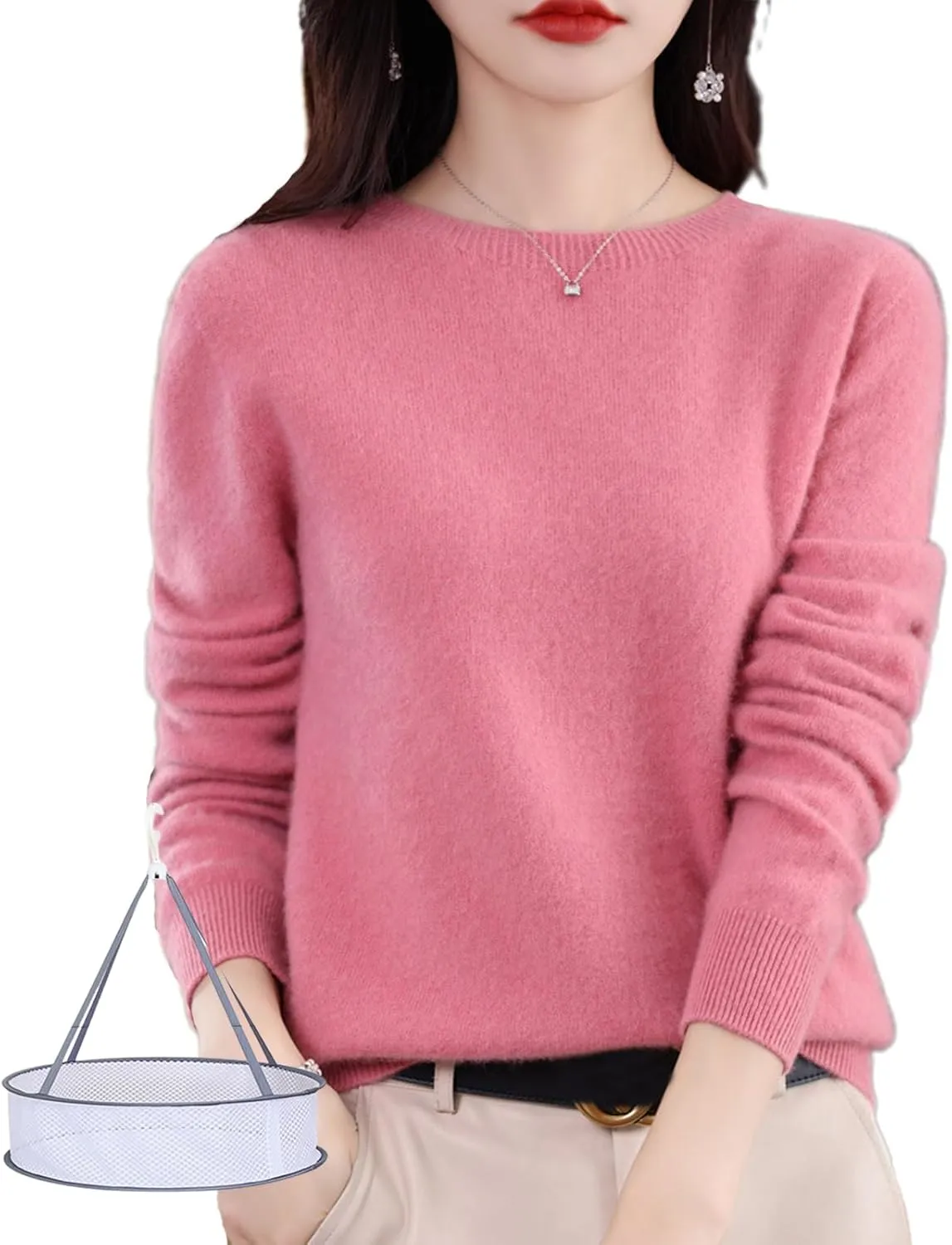 LOSD Cashmere Sweater for Women - Merino Wool Crewneck Sweater