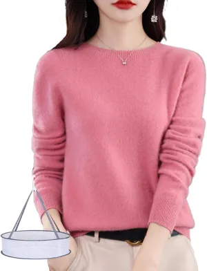 LOSD Cashmere Sweater for Women - Merino Wool Crewneck Sweater