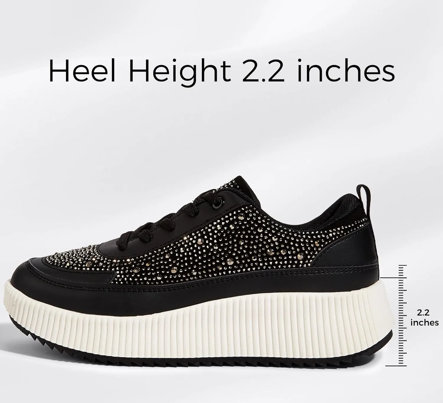 LUCKY STEP Women's Platform Sneakers Rhinestone Fashion Chunky Casual Sparkly Retro Braided Walking Shoes