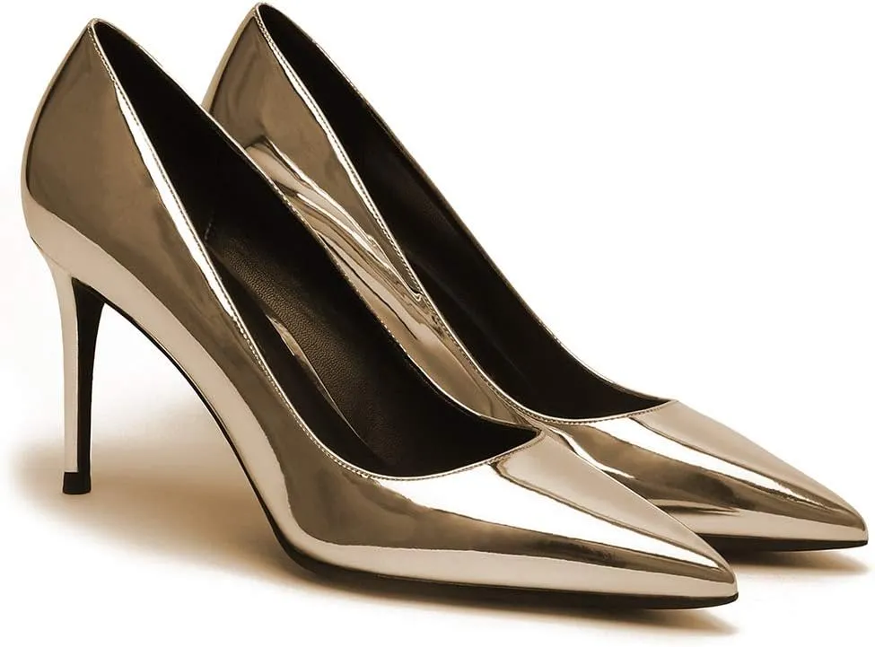 Lutalica W Women's Classic Pointed Toe Slip On 3.5 Inches Basic Medium High Heel Pumps Shoes for Work Party Wedding