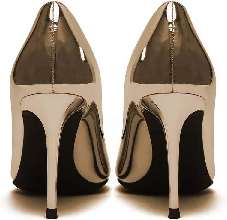 Lutalica W Women's Classic Pointed Toe Slip On 3.5 Inches Basic Medium High Heel Pumps Shoes for Work Party Wedding
