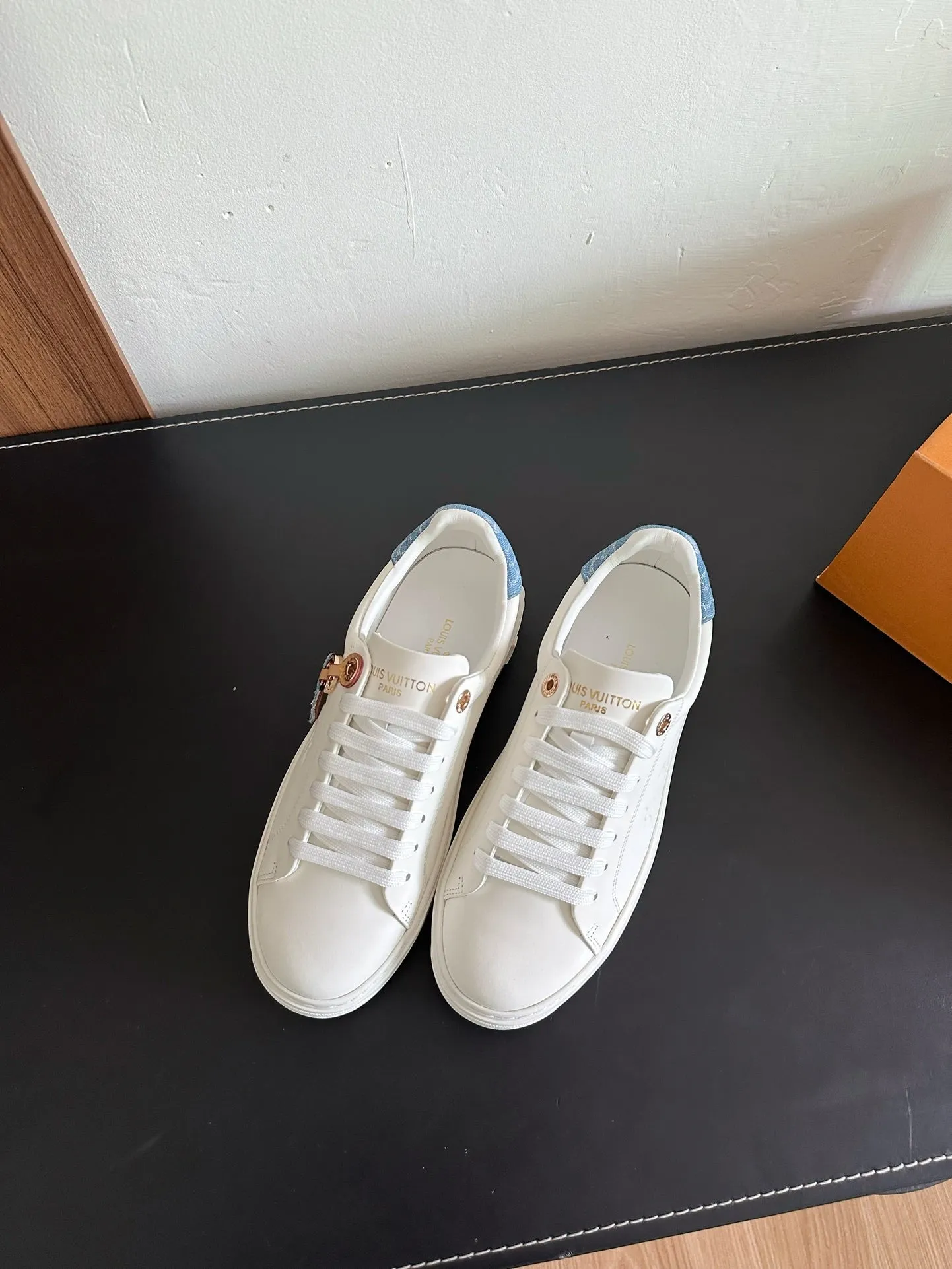 LV Time Out Sneakers White Mix Light Blue Calfskin