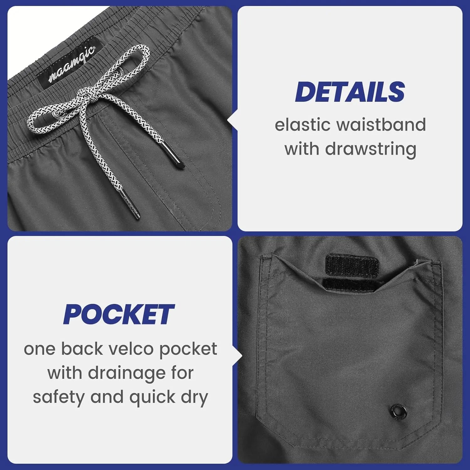 maamgic Mens Swim Trunks 5" with Mesh Lining Quick Dry Bathing Suits for Men Swim Shorts Swimwear