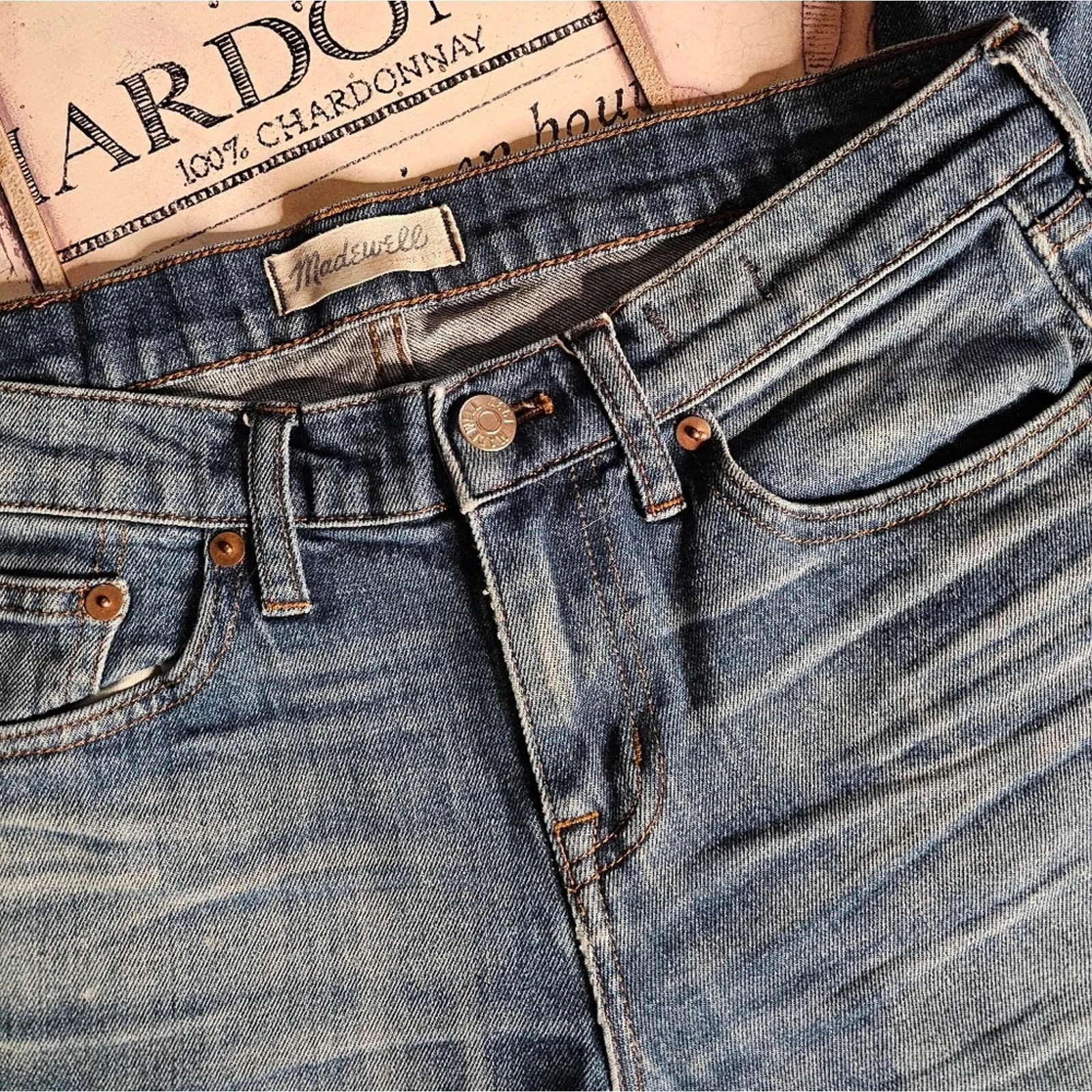 Madewell Distressed Mid Rise Slim Boy Jean's