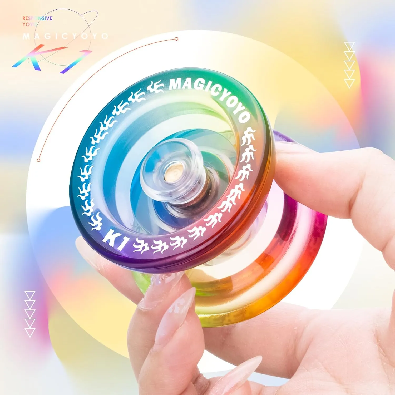 MAGICYOYO K1 Pack of 2 Yoyos for Kids, Responsive YoYos with Yoyo Storage Case,12 Strings and Unresponsive Bearing Kit for Dual Purpose Use ( Dark Blue & Blue Pink Yellow)