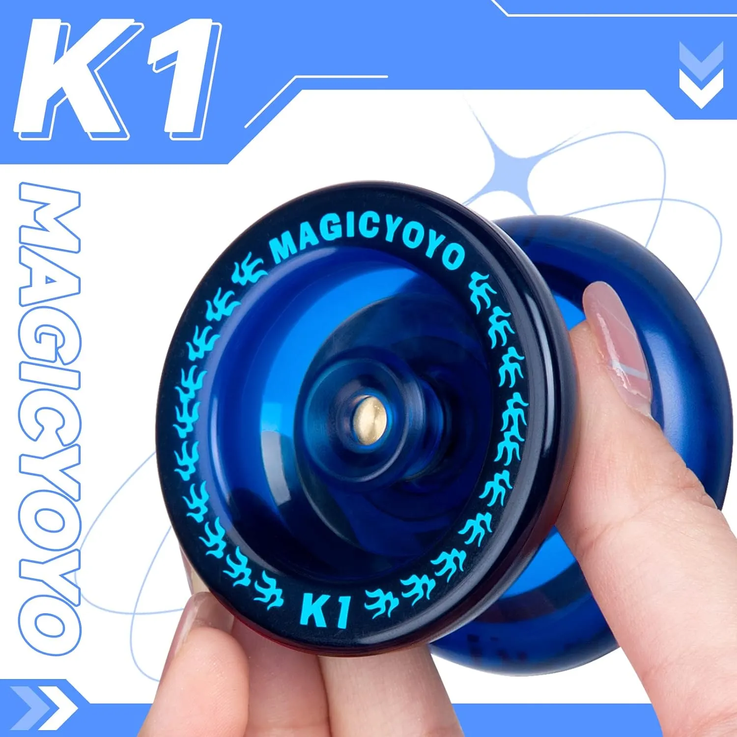 MAGICYOYO K1 Pack of 2 Yoyos for Kids, Responsive YoYos with Yoyo Storage Case,12 Strings and Unresponsive Bearing Kit for Dual Purpose Use ( Dark Blue & Blue Pink Yellow)