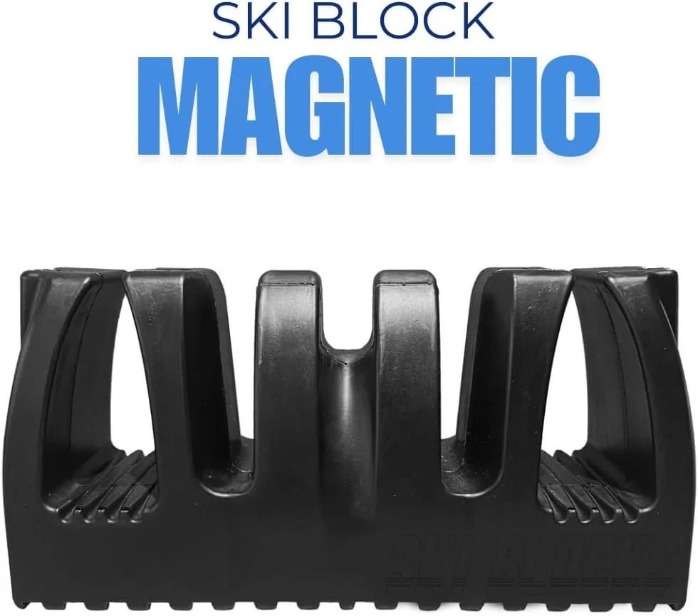 Magnetic Ski Holder and Snowboard Rack - Anti-Slip Design Scratch-Proof, Portable Storage Solution Ski Rack for Garage, Cargo Box, Cars, Ski Bags,Fishing poles and Outdoor Adventures (Black, One Pack)
