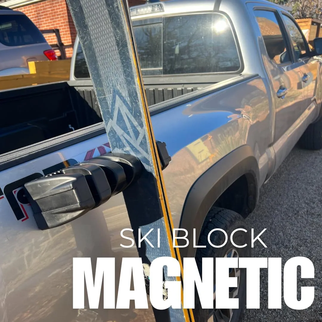 Magnetic Ski Holder and Snowboard Rack - Anti-Slip Design Scratch-Proof, Portable Storage Solution Ski Rack for Garage, Cargo Box, Cars, Ski Bags,Fishing poles and Outdoor Adventures (Black, One Pack)