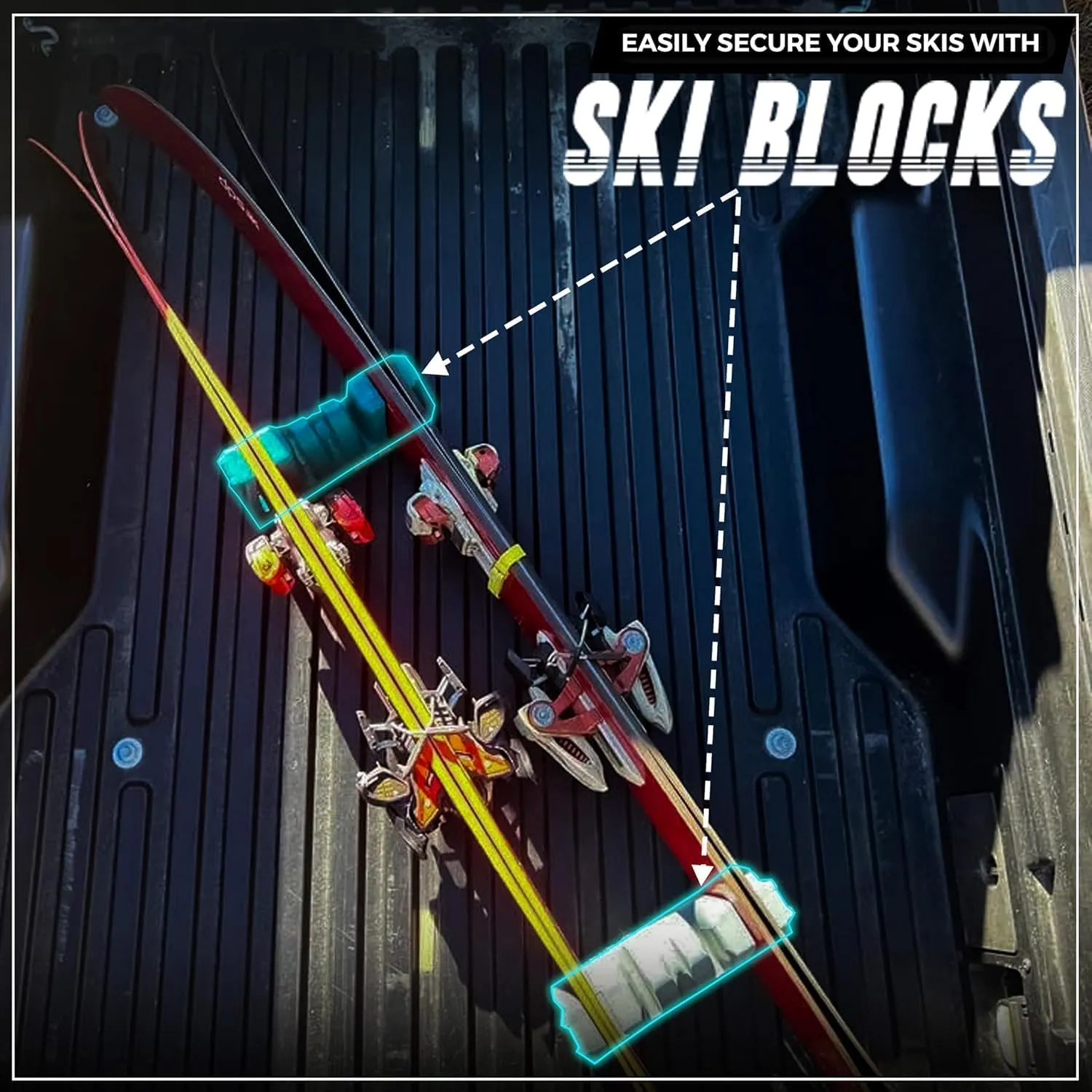 Magnetic Ski Holder and Snowboard Rack - Anti-Slip Design Scratch-Proof, Portable Storage Solution Ski Rack for Garage, Cargo Box, Cars, Ski Bags,Fishing poles and Outdoor Adventures (Black, One Pack)
