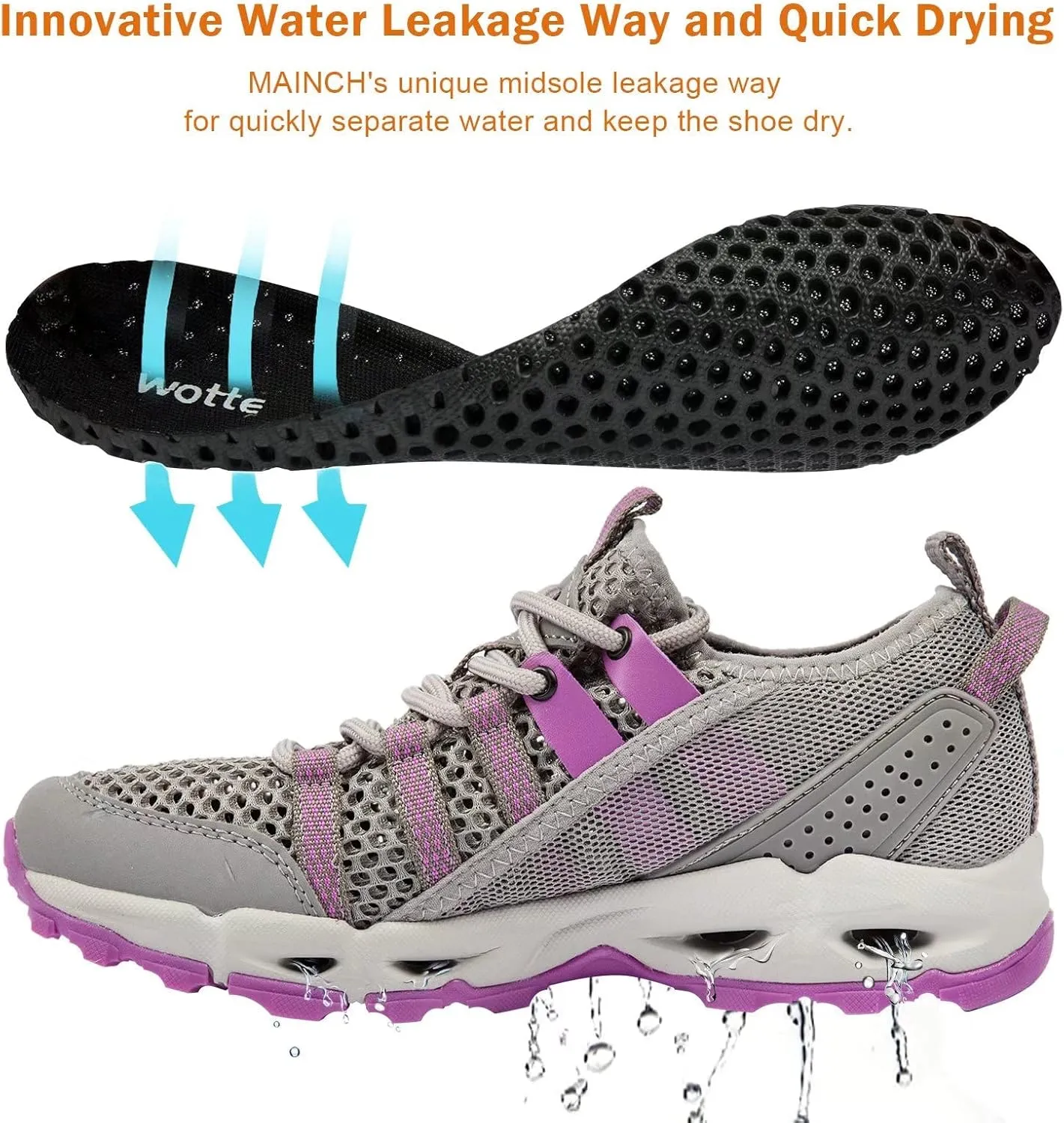 MAINCH Women's Hiking Water Shoes Quick Dry Outdoor Sport Sneakers