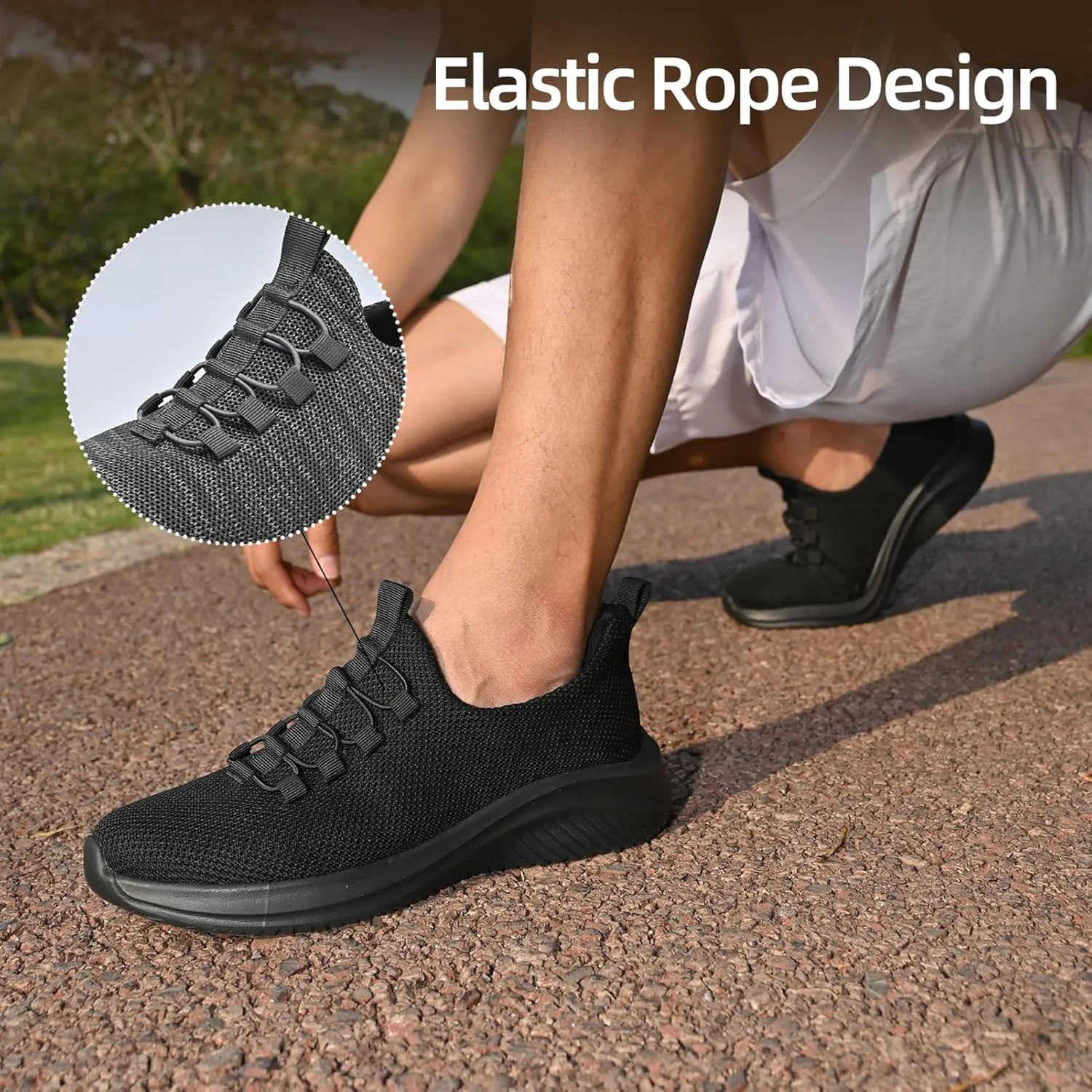 Mans Slip on Loafers Hands Free Casual Shoes Kint Walking Shoes