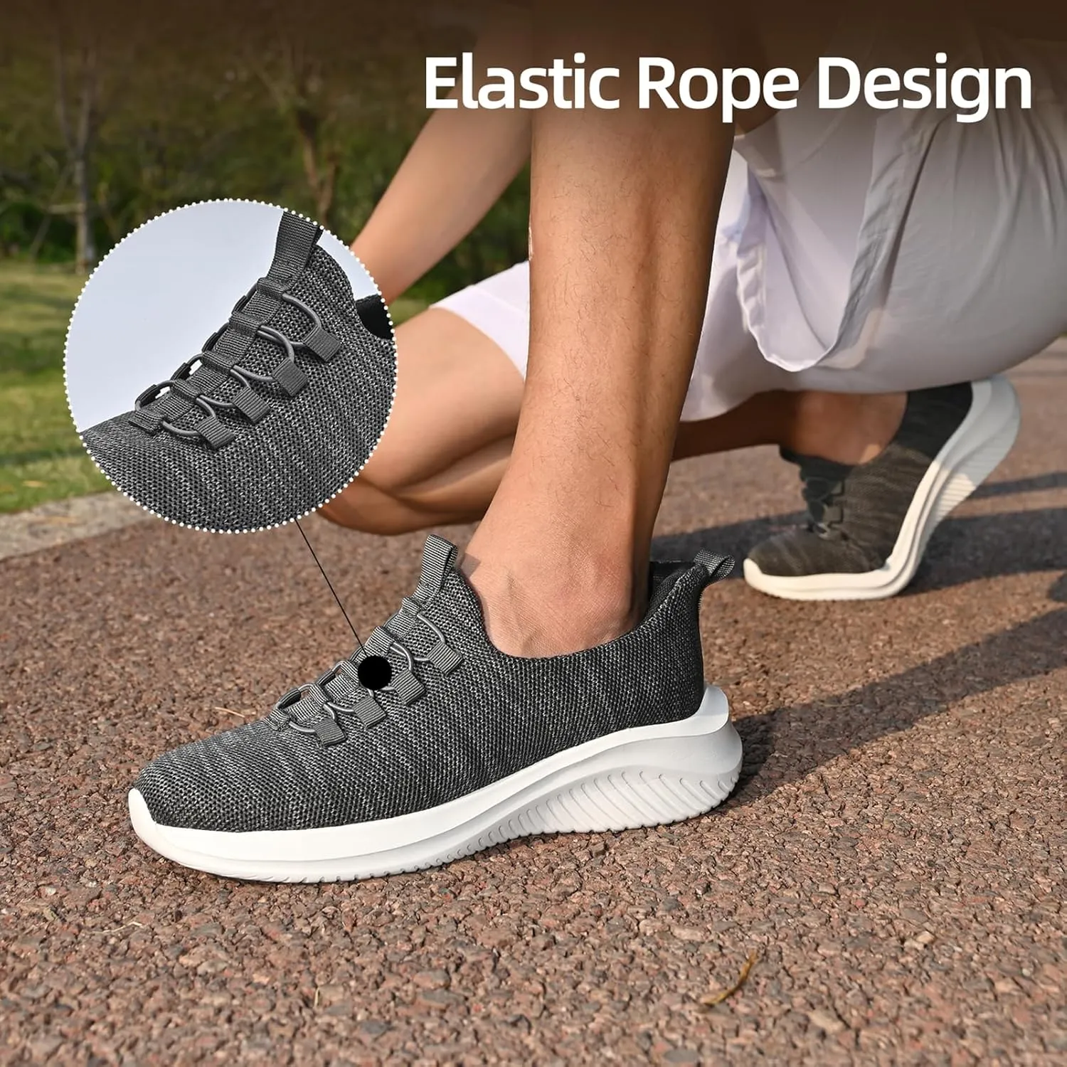Mans Slip on Loafers Hands Free Casual Shoes Kint Walking Shoes