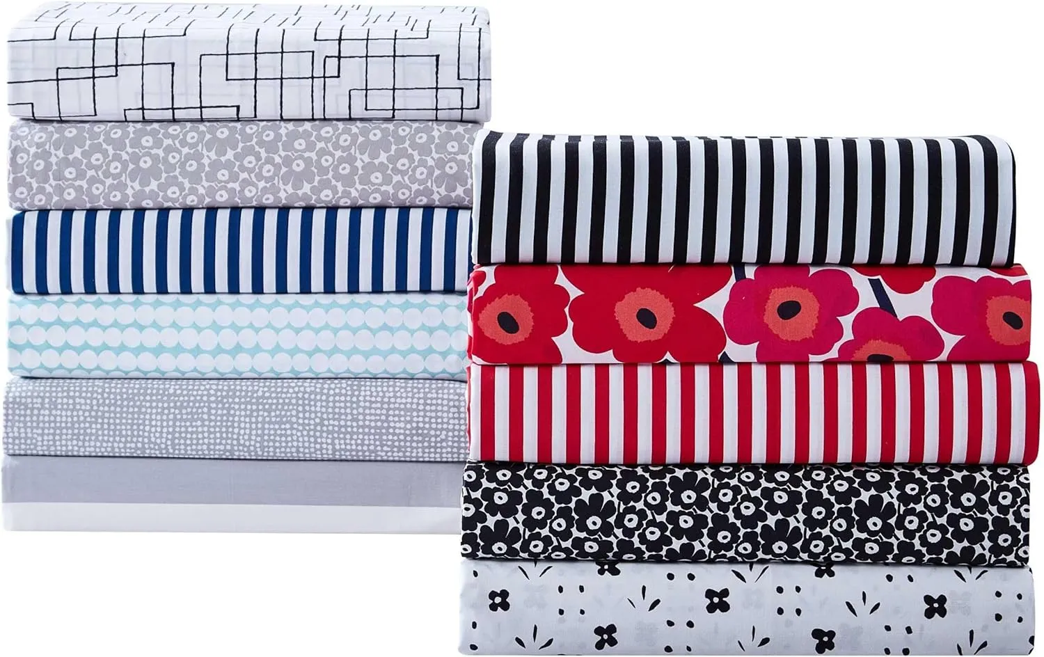 Marimekko - Queen Sheet Set, Premium Cotton Percale Bedding Set with Matching Shams, Lightweight & Breathable Bed Essentials (Orkanen Grey, Queen)