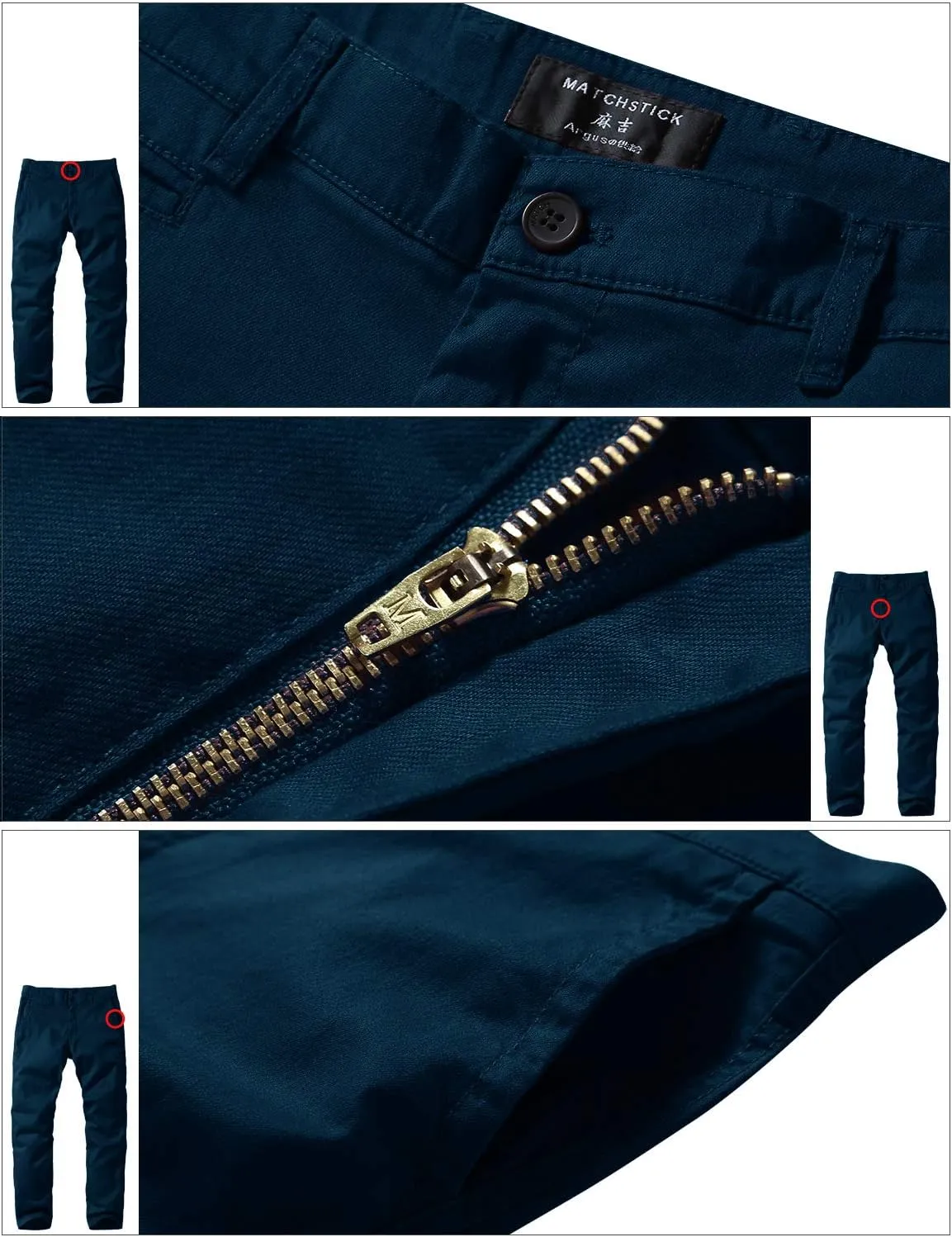 Match Men's Slim Tapered Stretchy Casual Pants #8105