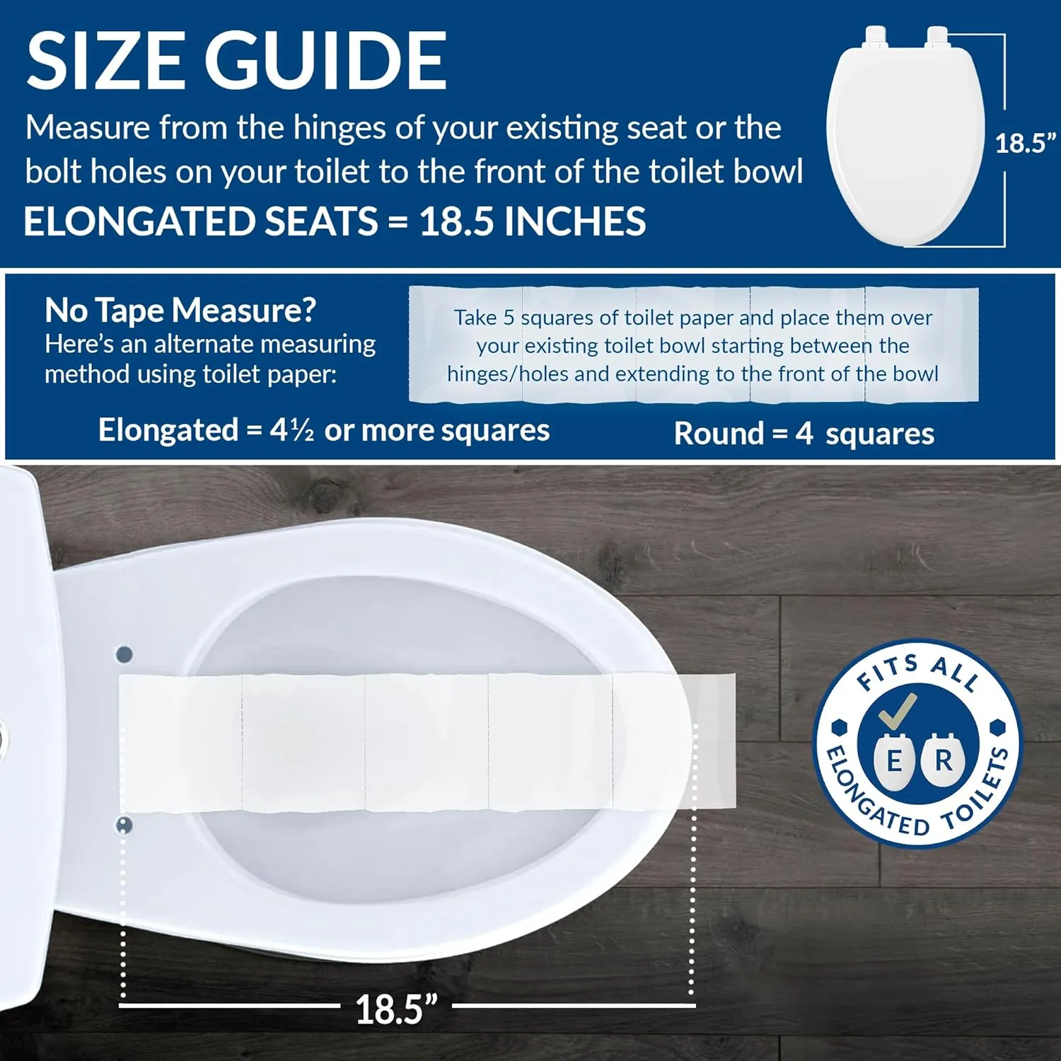 Mayfair Cassel Slow Close Toilet Seat, Easy Clean, Non Slip Premium Wood Seat, Easy Install, Elongated, White