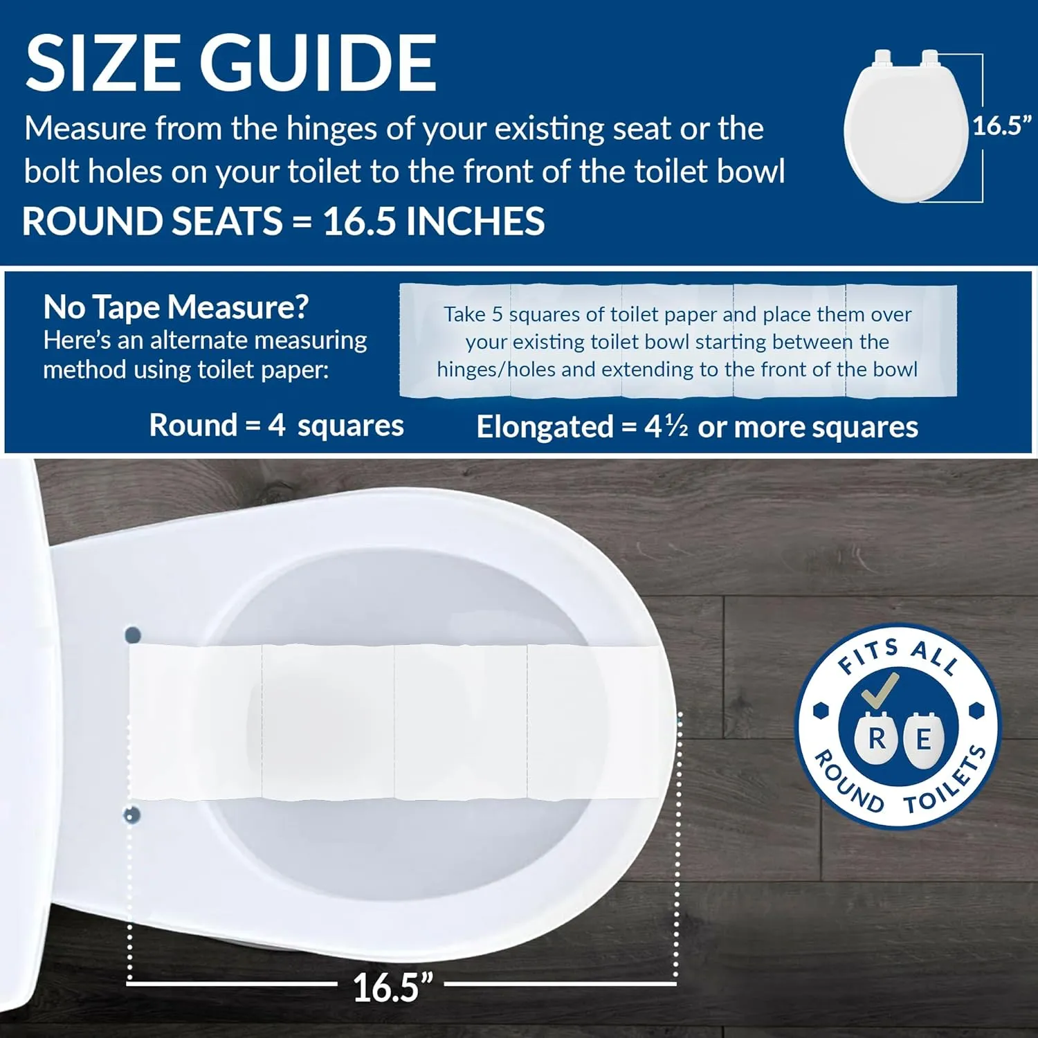 Mayfair Cassel Slow Close Toilet Seat, Easy Clean, Non Slip Premium Wood Seat, Easy Install, Made in USA, Round, White