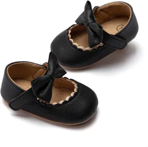 Meckior Infant Baby Girls Soft Sole Bowknot Princess Wedding Dress Mary Jane Flats Prewalker Newborn Light Baby Sneaker Shoes