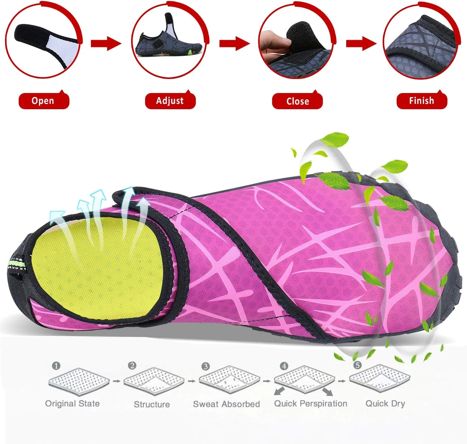 Men Women Water Sports Shoes Slip-on Quick Dry Aqua Swim Shoes for Pool Beach Surf Walking Water Park