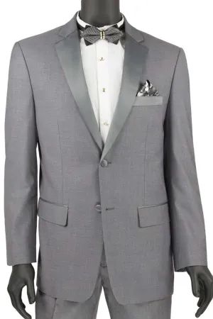 Mens 2 Button Slim Fit Notch Tuxedo in Grey
