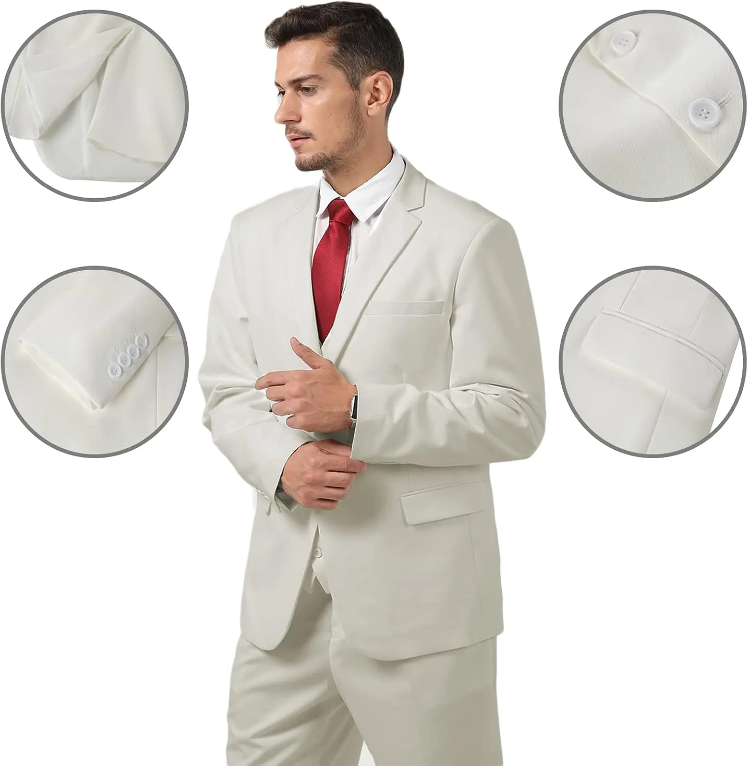Mens 2 Piece Suit Slim Fit Business Wedding Party Tuxedo Dress Suits for Men Jacket and Pants Set
