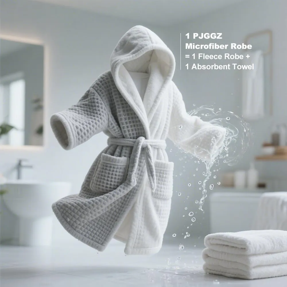 Men's Bathrobes with Hood, Soft Long Towel Robe for Men - Super Absorbent Quick Dry yet Warm