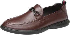 Men's Business Casual Shoes Round Toe Rubber Shoes Comfortable Breathable Versatile Flat-Soled Slip-on Shoes for Men