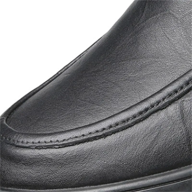 Men's Business Casual Shoes Round Toe Rubber Shoes Comfortable Breathable Versatile Flat-Soled Slip-on Shoes for Men