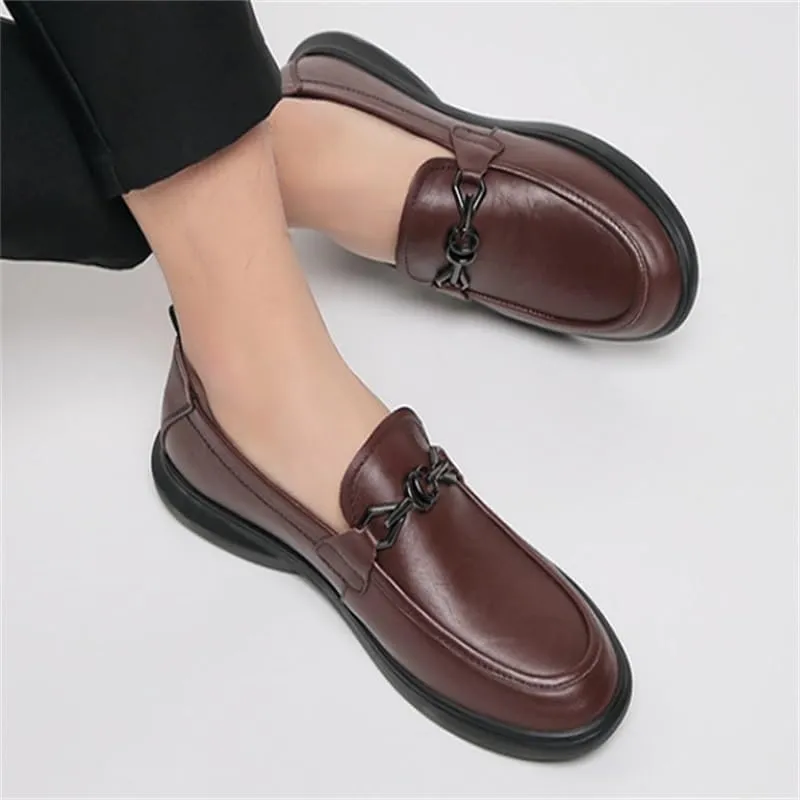 Men's Business Casual Shoes Round Toe Rubber Shoes Comfortable Breathable Versatile Flat-Soled Slip-on Shoes for Men