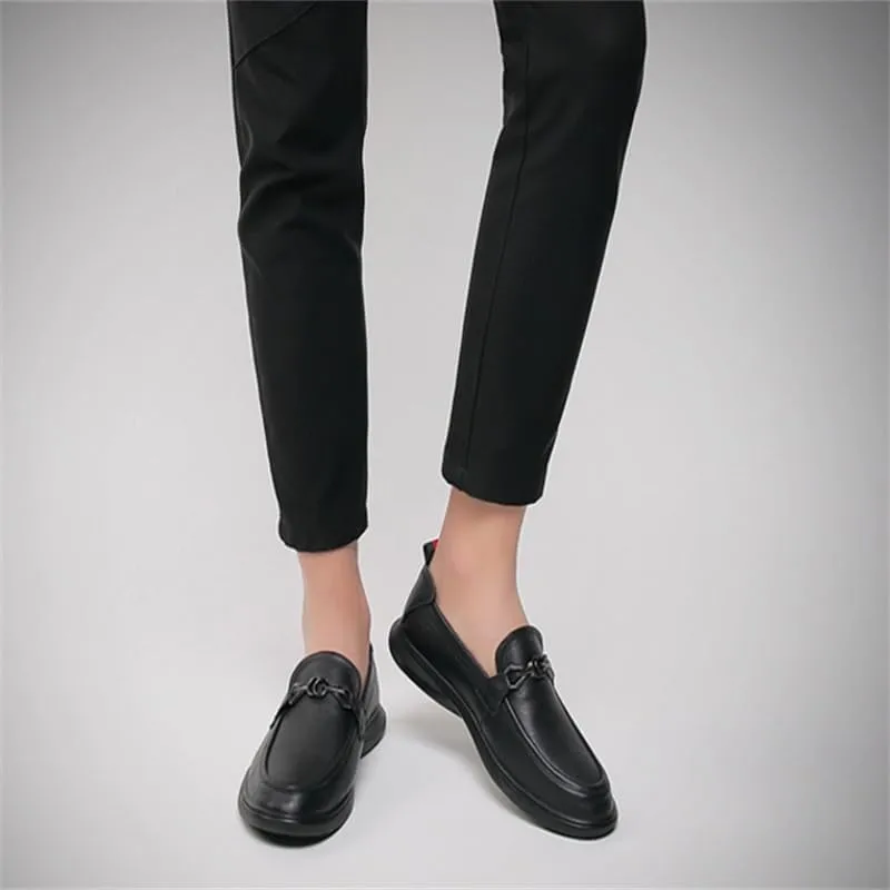 Men's Business Casual Shoes Round Toe Rubber Shoes Comfortable Breathable Versatile Flat-Soled Slip-on Shoes for Men