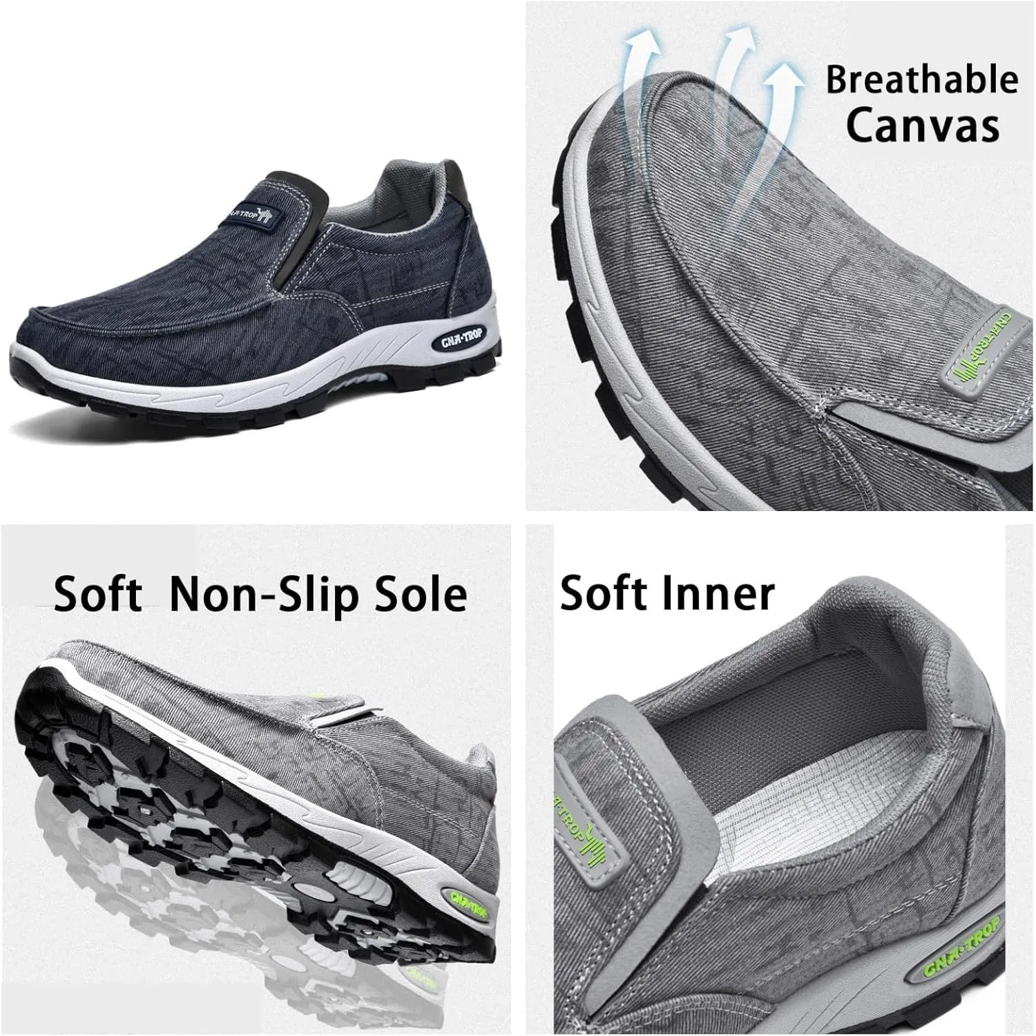 Men's Canvas Slip-On Casual Flat Loafers,Retro Lightweight Breathable Causal Deck Shoes Outdoor Soft Sole Walking Sneakers Orthopedic Non-Slip Boat Driving Shoes