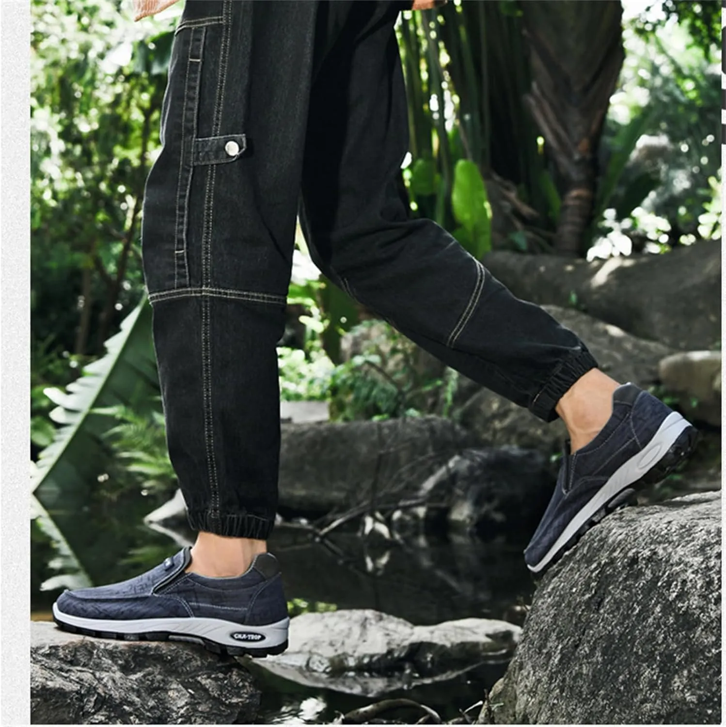 Men's Canvas Slip-On Casual Flat Loafers,Retro Lightweight Breathable Causal Deck Shoes Outdoor Soft Sole Walking Sneakers Orthopedic Non-Slip Boat Driving Shoes