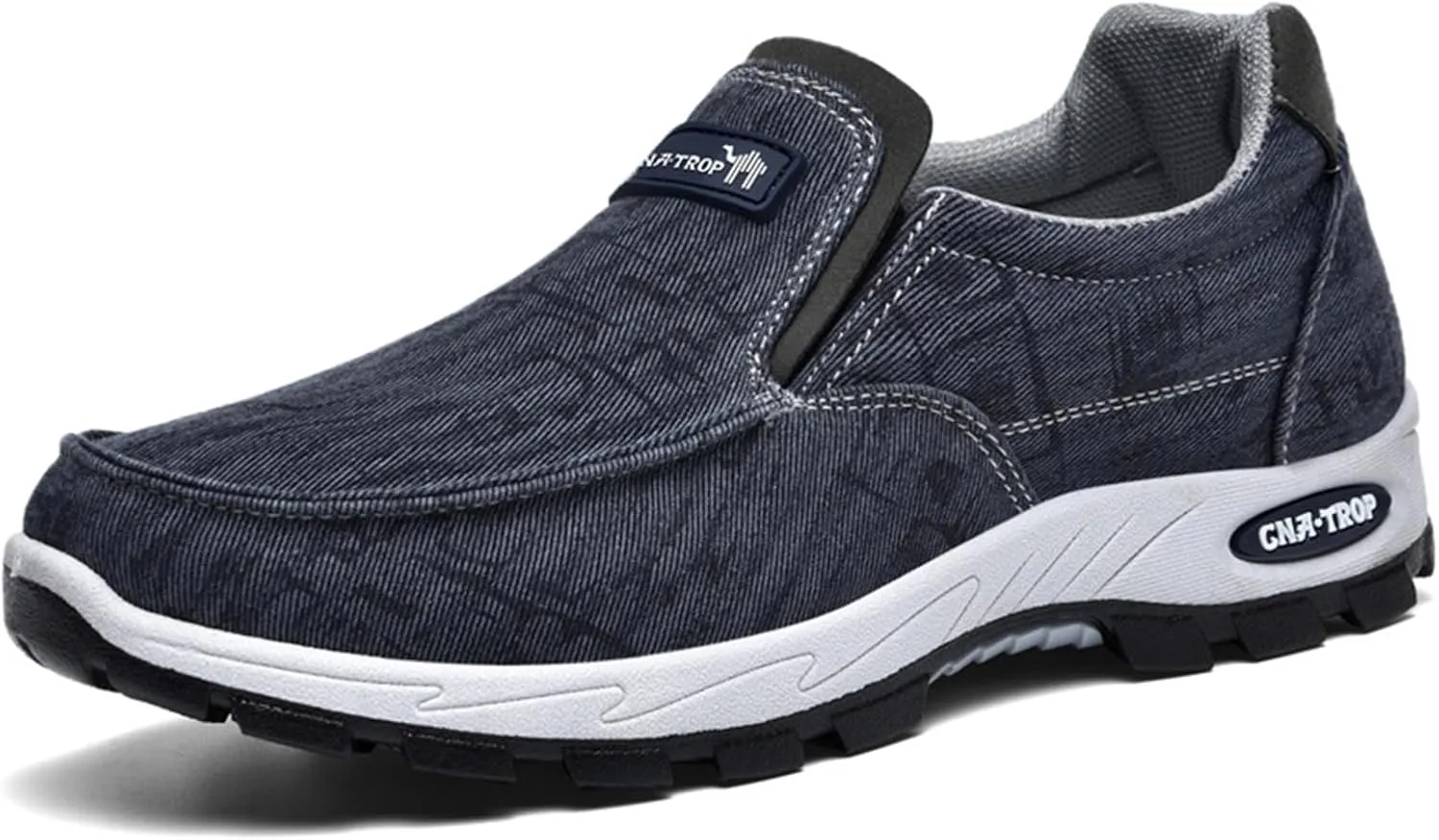 Men's Canvas Slip-On Casual Flat Loafers,Retro Lightweight Breathable Causal Deck Shoes Outdoor Soft Sole Walking Sneakers Orthopedic Non-Slip Boat Driving Shoes