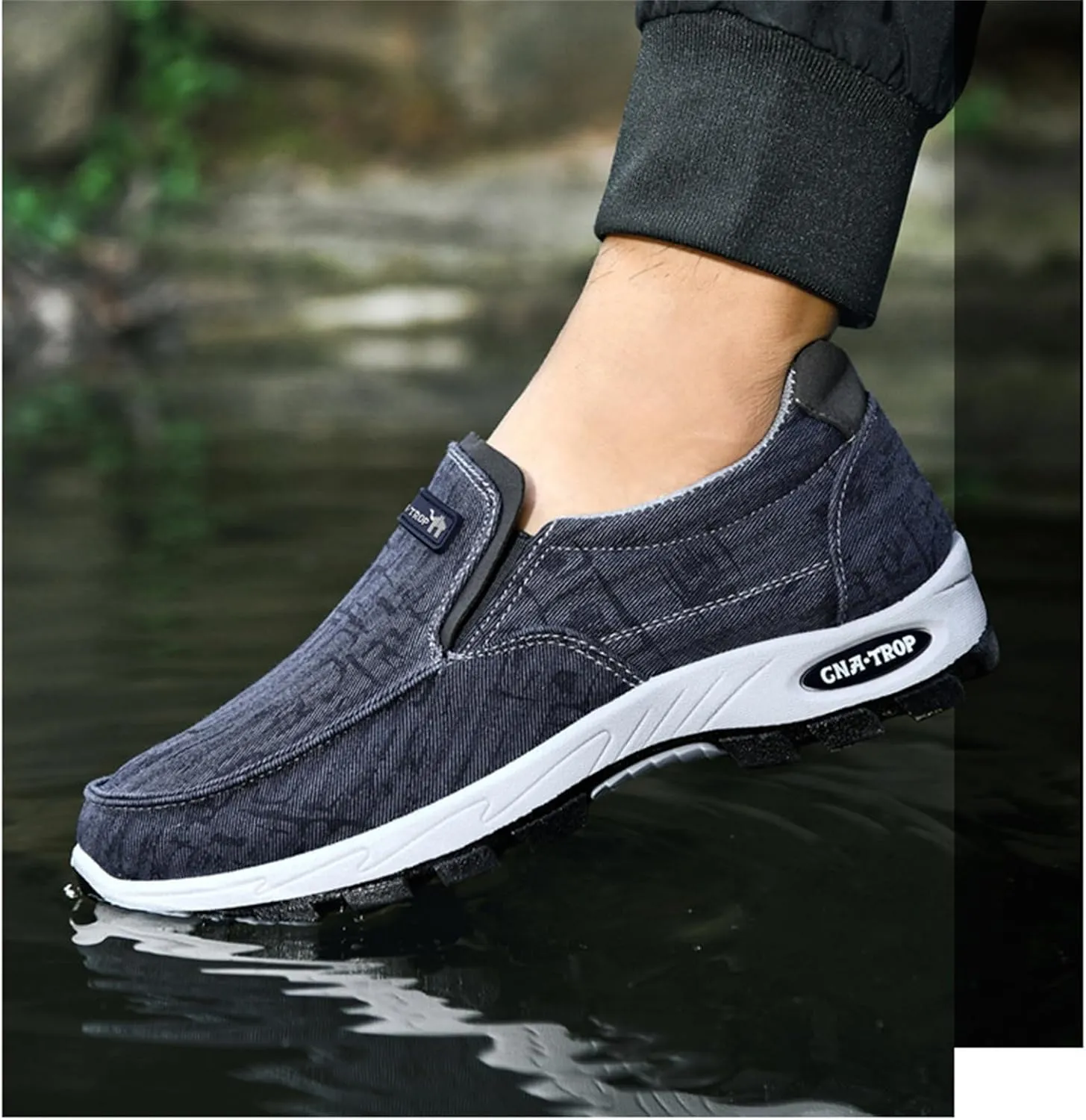Men's Canvas Slip-On Casual Flat Loafers,Retro Lightweight Breathable Causal Deck Shoes Outdoor Soft Sole Walking Sneakers Orthopedic Non-Slip Boat Driving Shoes