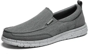 Mens Canvas Slip On Loafers Lightweight Comfy Business Driving Boat Shoes Casual Outdoor Breathable Non-Slip Flat Walking Shoes