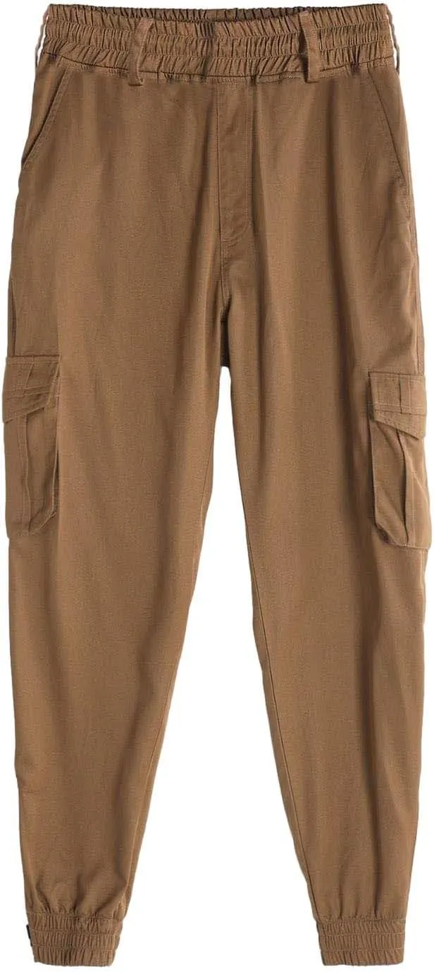 Men's Casual Active Cargo Pants Slim Fit Tapered Zip Up Bottom Joggers Elastic Waist Running Sweatpants with Pockets