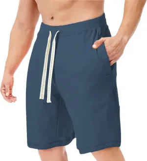 Mens Casual Shorts for Summer Beach Elastic Waist Drawstring Breathable Workout Short Pants Walking Exercise Trunks