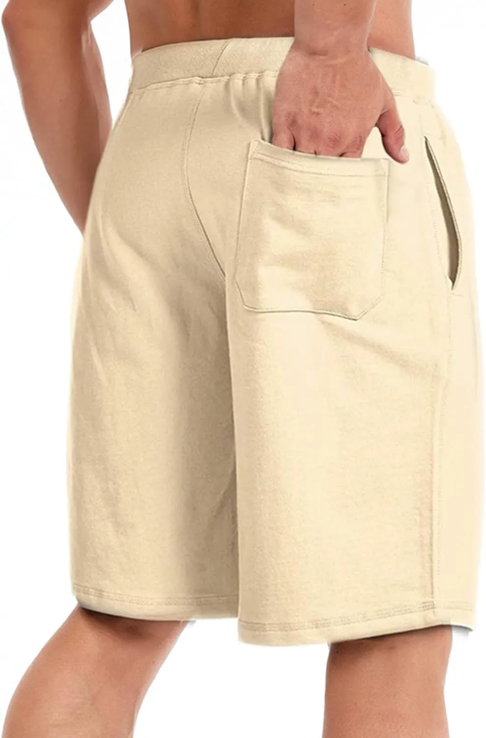 Mens Casual Shorts for Summer Beach Elastic Waist Drawstring Breathable Workout Short Pants Walking Exercise Trunks