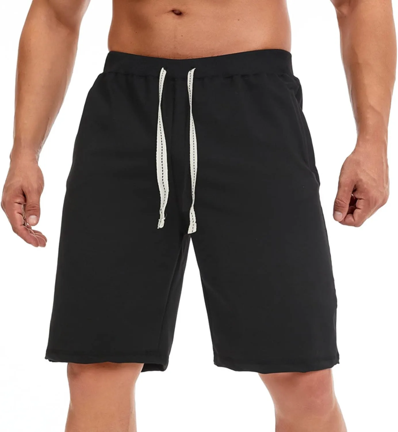 Mens Casual Shorts for Summer Beach Elastic Waist Drawstring Breathable Workout Short Pants Walking Exercise Trunks