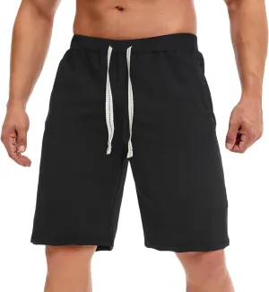 Mens Casual Shorts for Summer Beach Elastic Waist Drawstring Breathable Workout Short Pants Walking Exercise Trunks