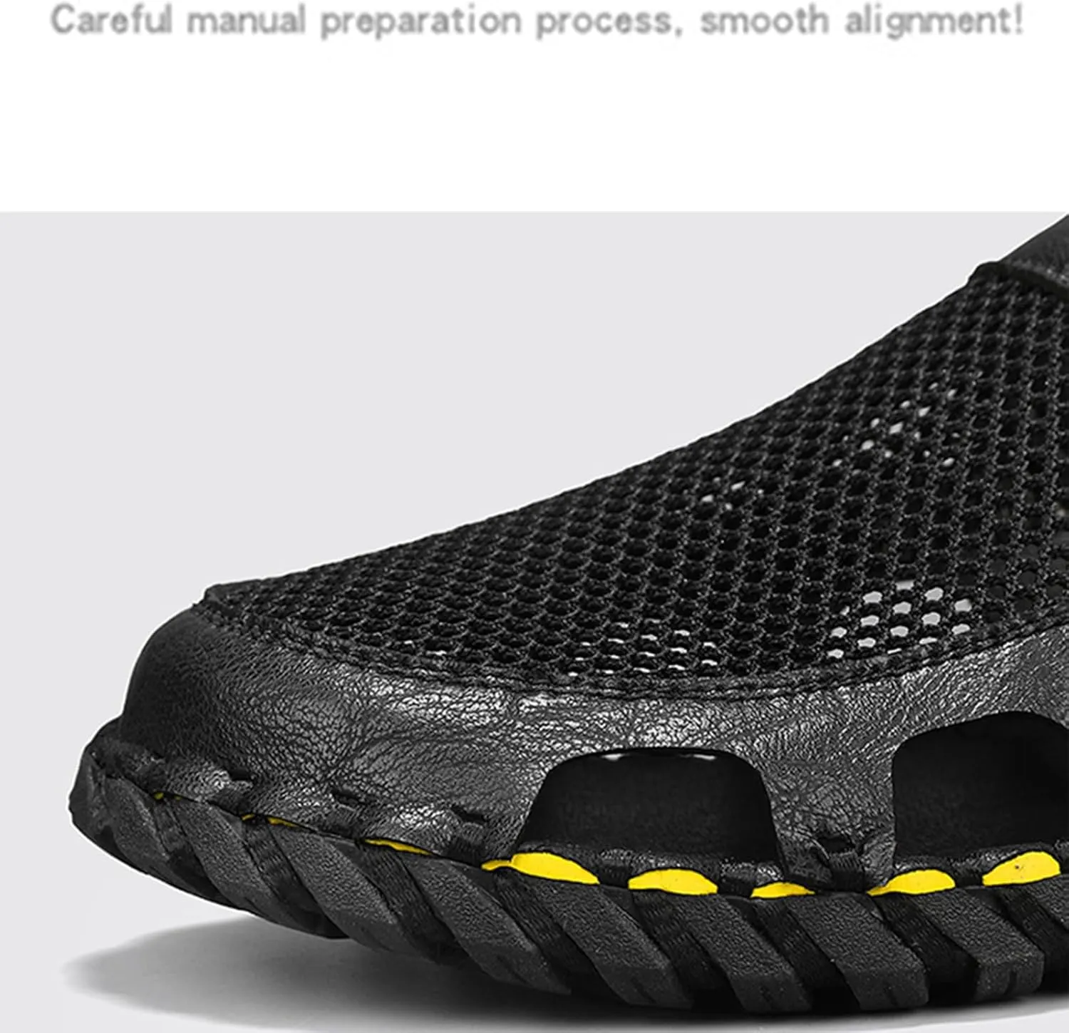 Men's Closed Flat Slippers Mesh Hollow Breathable Handmade Muller Clogs Leisure Outdoor Sports Walking Beach Waterproof Sandals