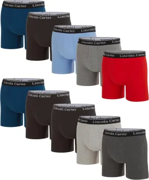 Mens Cotton Stretch Boxer Briefs, Fly/No Fly - Breathable Anti Chafing Tagless Underwear for Men - Multipack