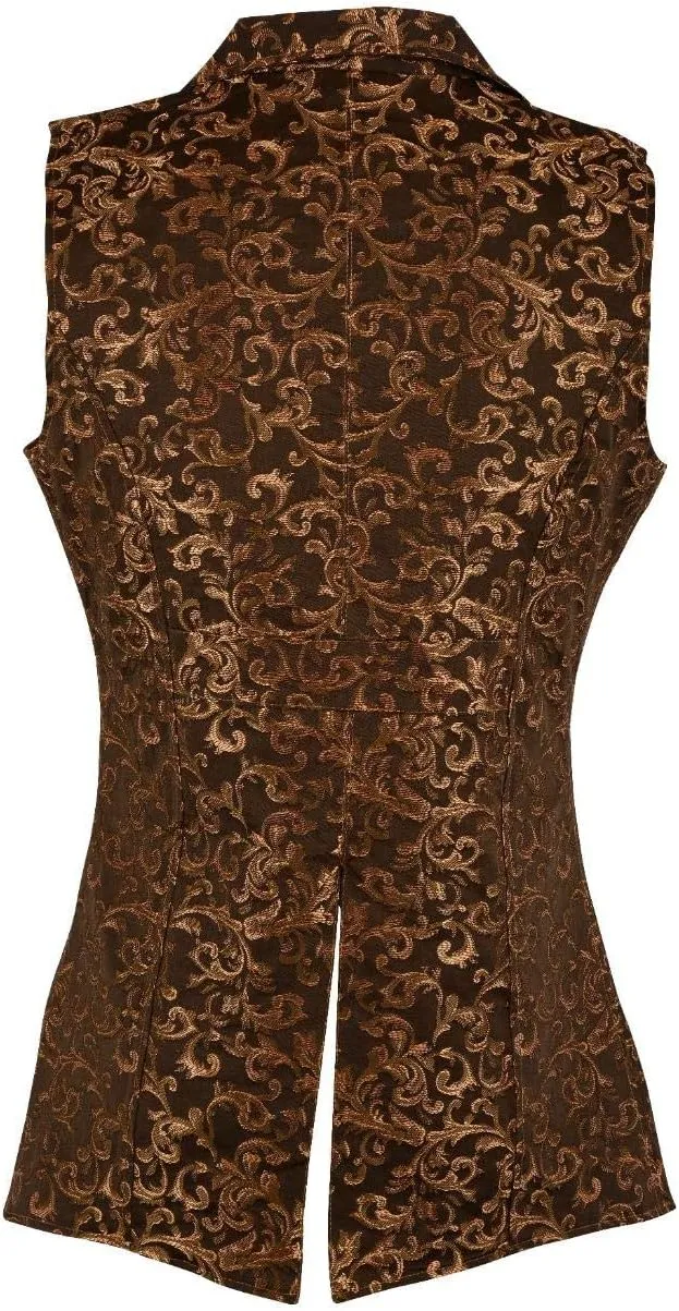 Men's Double Breasted Governor Vest Waistcoat VTG Brocade Gothic Steampunk Victorian Suit Vest